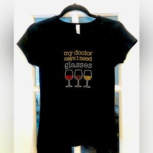 Short sleeve black women’s T-Shirt Wine Saying